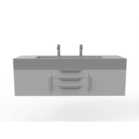 Castello Usa Nile 60" Wall Mounted Gray Vanity With Gray Top And Brushed Nickel Handles CB-MC-60G-BN-2053-GR